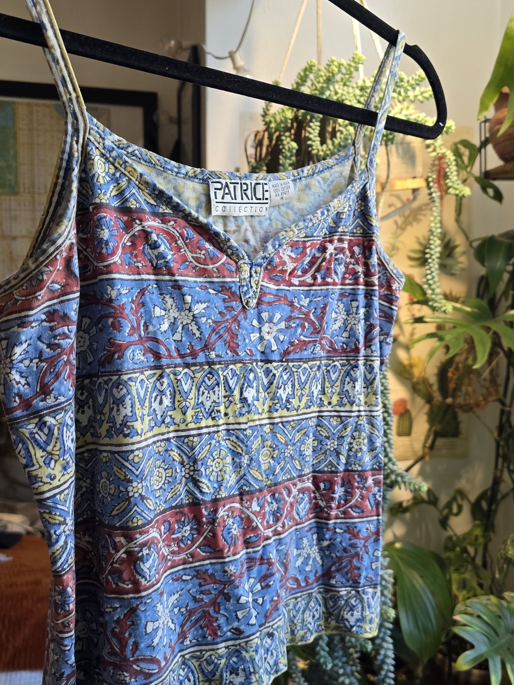 Blue & Red Printed Spaghetti-Strap Cami